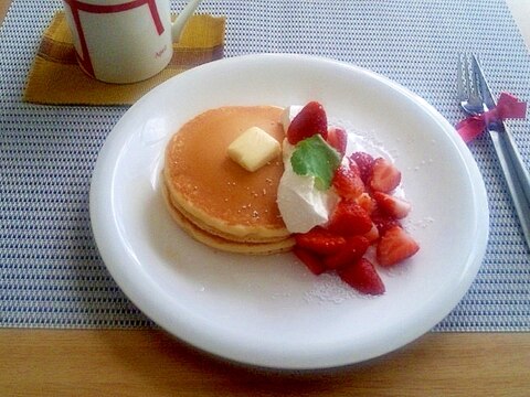 簡単カフェ風☆いちごパンケーキ